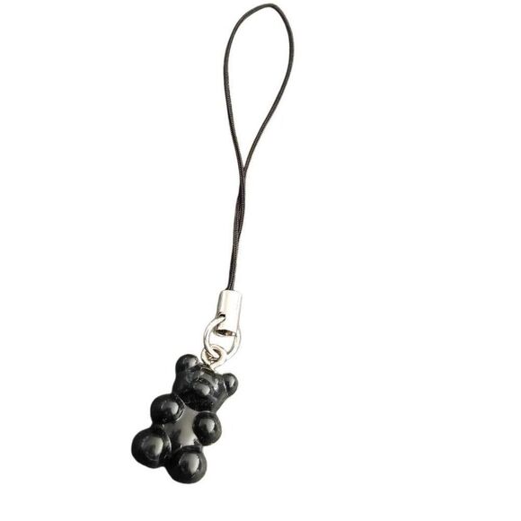 Kawaii Grunge Black Gummy Bear Mini Phone Charm - Picture 1 of 2